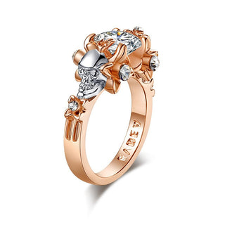 Skull Rhinestone Crystal Golden Ring