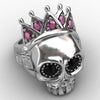 Stainless Steel Pink Crown Skull Ring