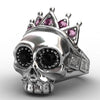 Stainless Steel Pink Crown Skull Ring