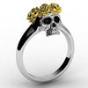 Skull Flower Wedding Ring - designfullprint