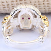 Elegant Rose Zircon Stone Skull Ring