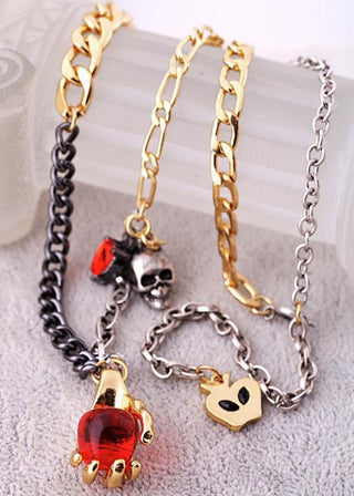 Personalized Skull Heart Long Chain Necklace