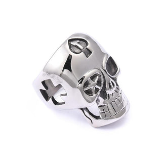 Hollow Cross Star Skull Ring