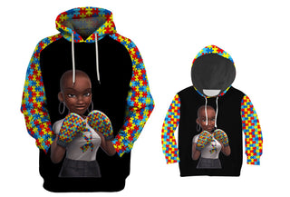 Autism Awareness Melanin Girl Adult and Kid Hoodie Autism Gift