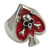 Red Heart Ace Skull Bone Ring