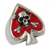 Red Heart Ace Skull Bone Ring