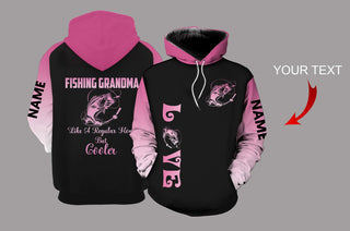 Gift For Grandma Fishing Grandma Like Regular Grandma But Cooler Personalized US Unisex Size Hoodie Grandma Granny Hoodie Fishing Granny