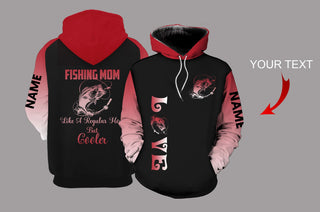Fishing Gifts Gift For Mom Fishing Mom Red Personalized US Unisex Size Hoodie