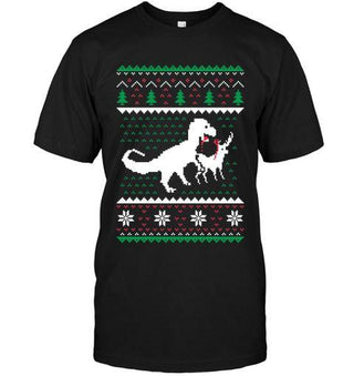 Funny T-rex VS Reindeer T-shirt - designfullprint