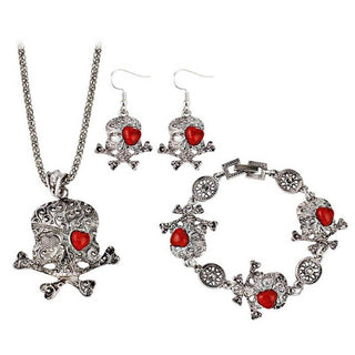 Antique Silver Skull Jewelry Set - designfullprint