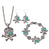 Antique Silver Skull Jewelry Set - designfullprint