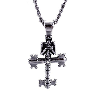 Crystal Skeleton Cross Retro Silver Black Necklace - designfullprint