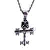 Crystal Skeleton Cross Retro Silver Black Necklace - designfullprint