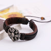Skull Retro Leather Dark Brown Bracelet