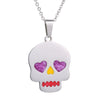 Multi-Color Heart Eyes Skull Pendant Necklaces