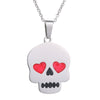 Multi-Color Heart Eyes Skull Pendant Necklaces