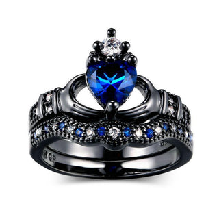 Crystal Heart Skull Wedding Ring