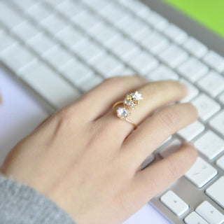 Crystal Skull Open Adjustable Ring
