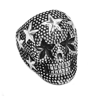 Star Signet Skull Biker Ring