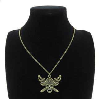 Bronze Alloy Pirate Skull Sword Necklace