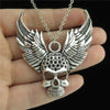 Zinc Alloy Skull Wings Link Chain Choker Necklace