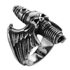 Titanium Skull Wings Bullet Ring