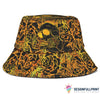 Skull Gift Skull Mandala Orange Bucket Hat HG