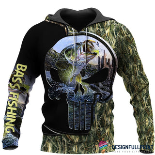 Skull Gift Fishing Gifts Bass Fishing Skull US Unisex Size Hoodie