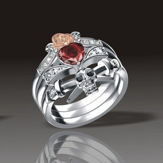 Skull Dagger Rose Ring
