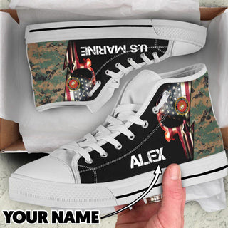 US Marine Personalized High Top Canvas Shoes