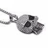 Rhinestone Skeleton Skull Pendant Necklace - designfullprint