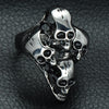 Punk Gothic Piled Up Skulls Biker Ring