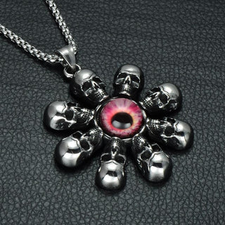 Stainless Steel Round Evil Eye Pendants Necklace