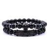 Black Natural Stone Micro Pave CZ Skull Bracelets