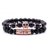 Black Natural Stone Micro Pave CZ Skull Bracelets