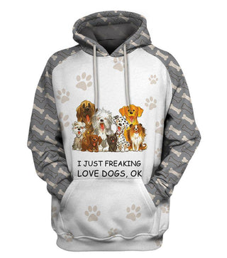 I Just Freaking Love Dogs Puppies Gifts For Dog Lovers Unisex Hoodie Long Sleeve And Tshirt Gifts For Dog Lovers