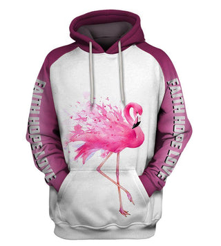 Faith Hope Love Flamingo Ribbon Hoodie