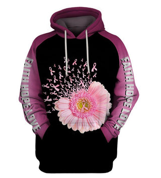 Faith Hope Love Flower Pink Ribbon Hoodie