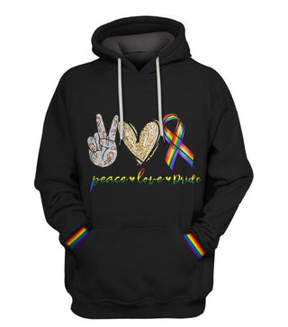 Pride Gift For LGBT Peace Love Pride LGBT History Month US Unisex Size Hoodie