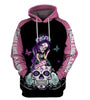 Skull Gift Pink Thyroid Cancer Sugar Skull Girl Awareness Hoodie