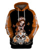 Skull Gift Fight Like A Warrior™ Orange Leukemia Cancer Sugar Skull Girl Awareness Hoodie luekemia