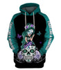 Skull Gift Fight Like A Warrior™ Teal and Purple Sugar Skull Girl Sucide Awareness Hoodie