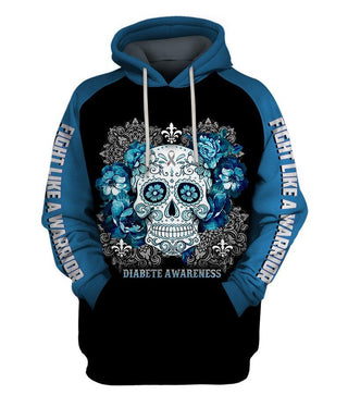 Skull Gift Fight Like A Warrior™ Diabete Awareness Sugar Skull Hoodie