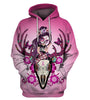 Skull Gift Deer Skull Vintage Spring Sugar Skull Girl Breast Cancer Awareness Hoodie