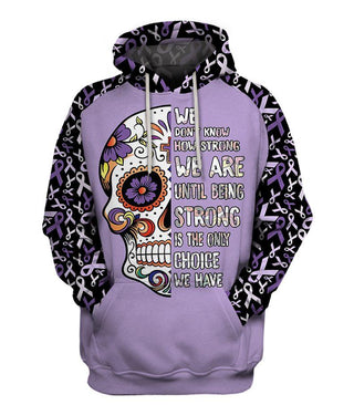 Skull Gift We Don't Know How Strong We Are Purple Lupus Awareness Sugar Skull Hoodie