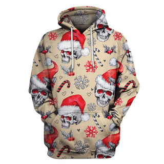 Skull Gift Multi-Color Christmas Skull US Unisex Size Pullover Hoodie