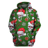 Skull Gift Forest Green Christmas Skull US Unisex Size Hoodie
