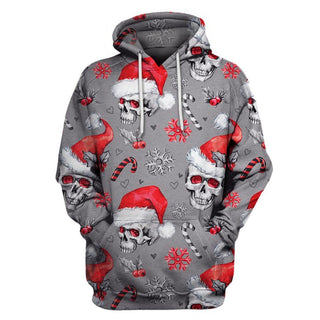 Skull Gift Gray Christmas Skull US Unisex Size Hoodie