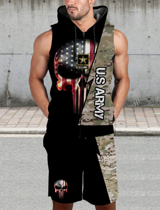 Gift For Army Army Multicam Sleeveless Zipup Hoodie Unisex Size