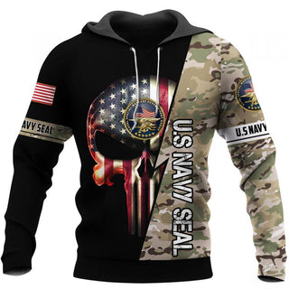 Skull Gift Gift For Army US Navy Seal Skull Unisex US Size Hoodie